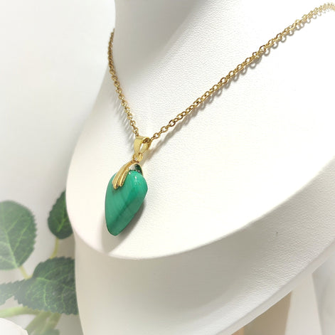 Collier en Malachite, doré ou argenté, au choix