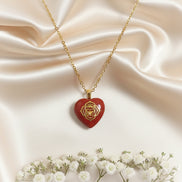 collier doré jaspe rouge
