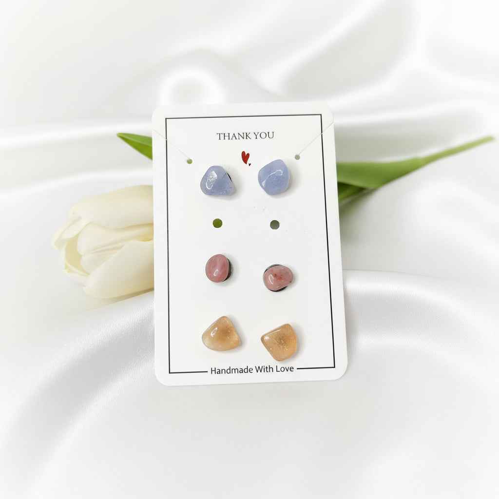 Lot de paires de Puces d oreilles en pierre naturelle au choix