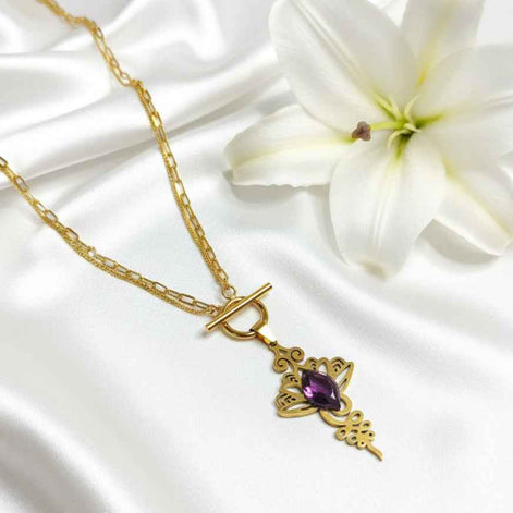 Collier doré unalom en améthyste