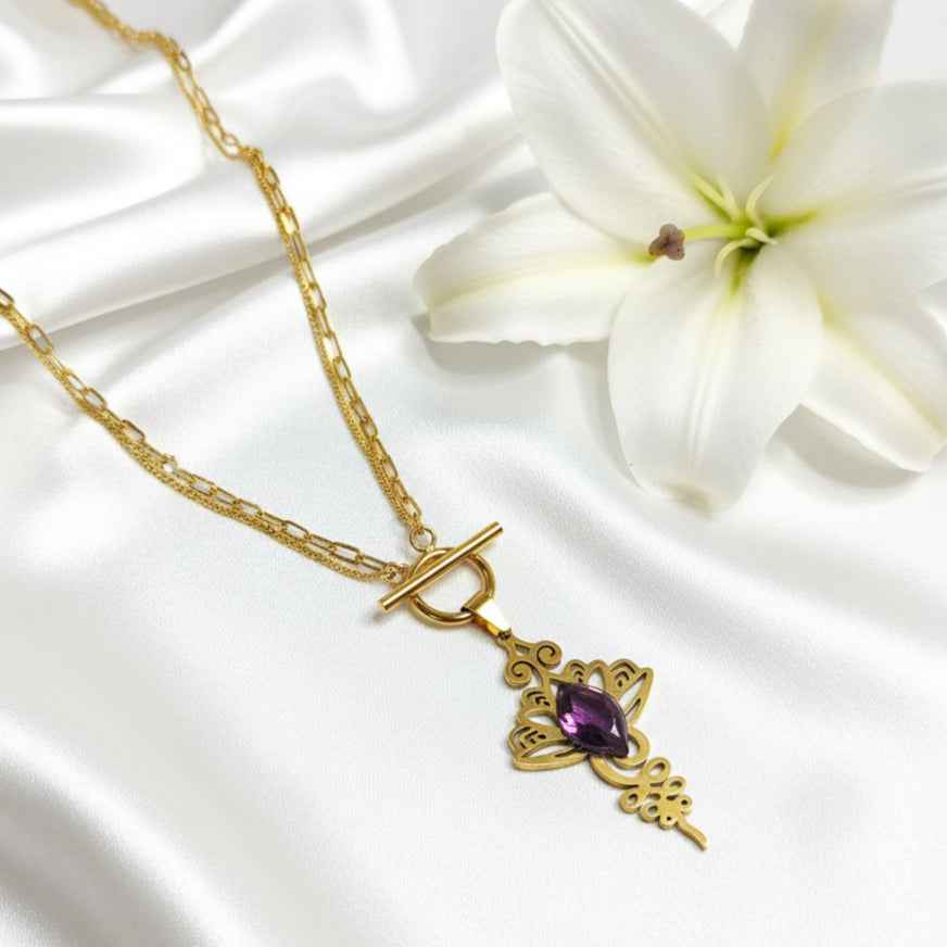 Collier doré unalom en améthyste