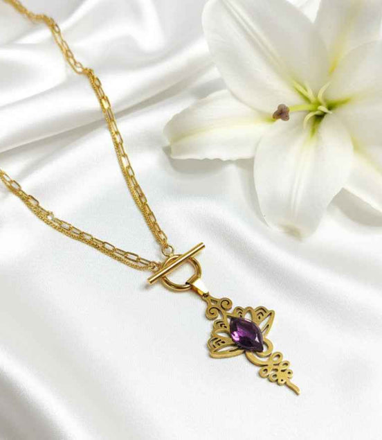 Collier doré unalom en améthyste