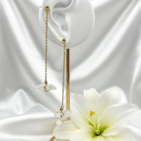 boucles d'oreille pointe de quartz