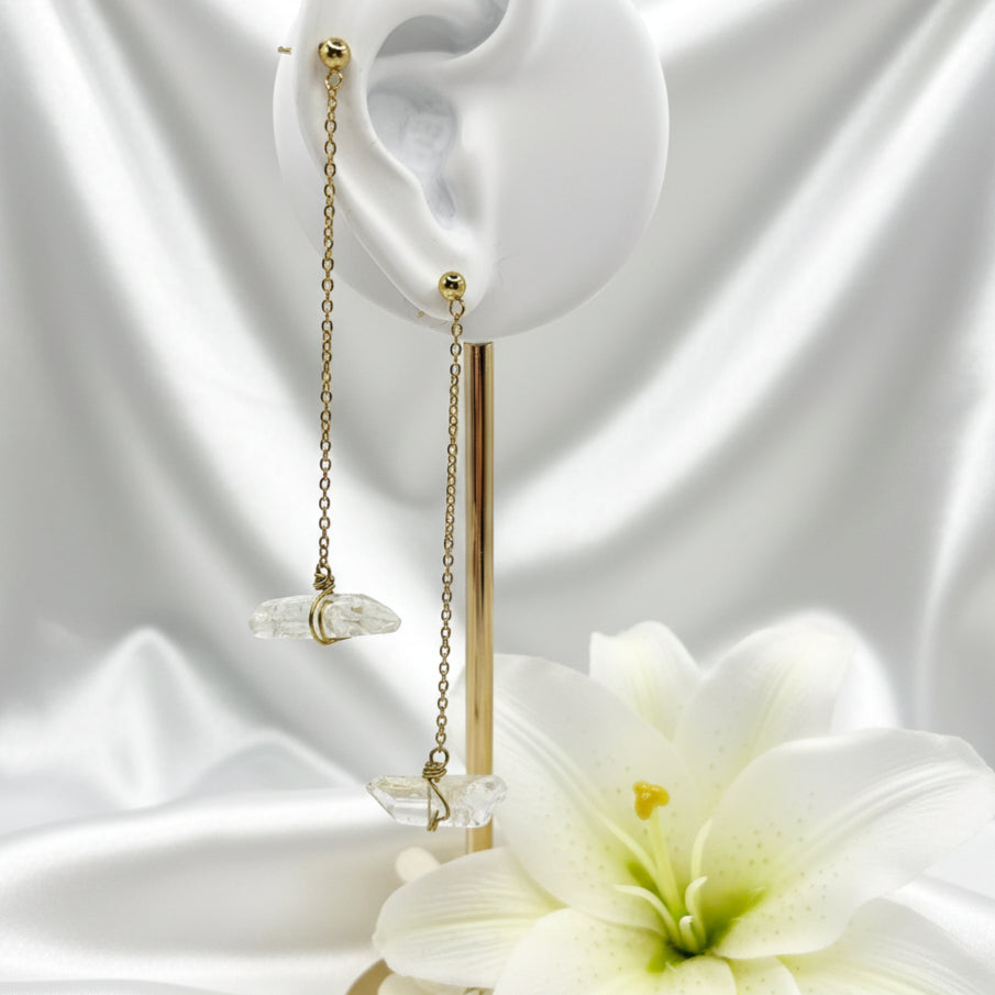 boucles d'oreille pointe de quartz