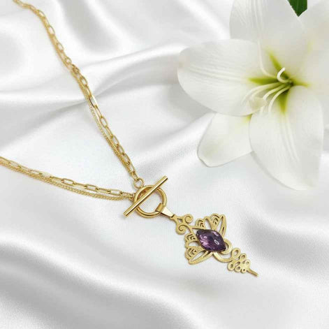 Collier doré unalom en améthyste