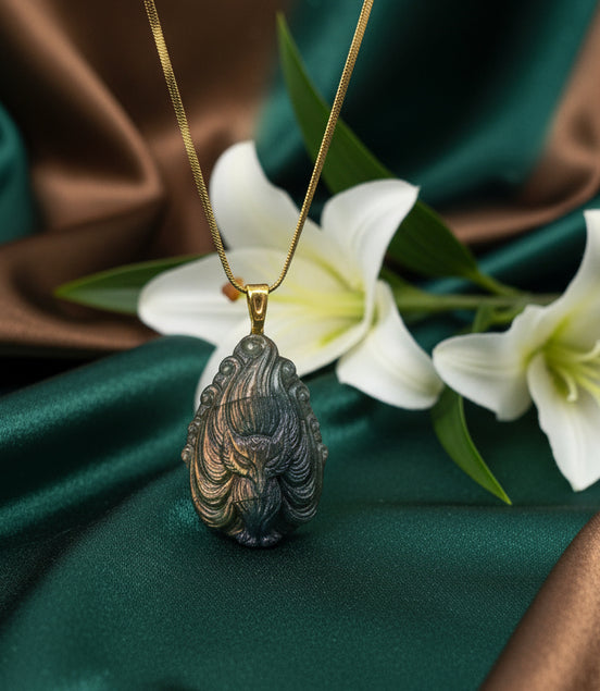 collier renard en pierre labradorite