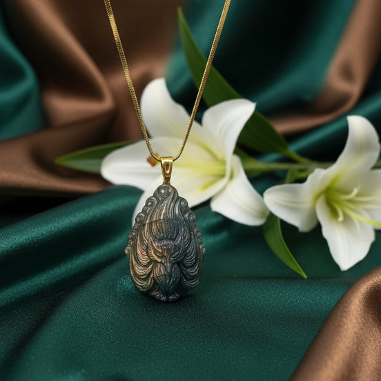 collier renard en pierre labradorite