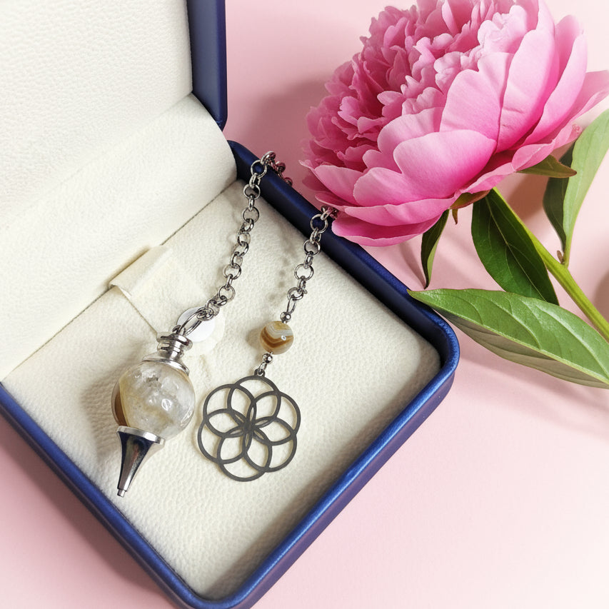 Pendule de radiesthésie, améthyste, quartz rose, tourmaline ou obsidienne