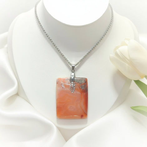 Collier chaine et sa cornaline au choix, doré ou argenté