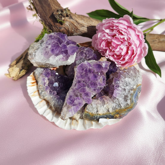 Pierre naturelle d'améthyste roulé, druze, du Brésil, au choix