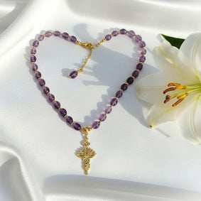Collier de perle en améthyste