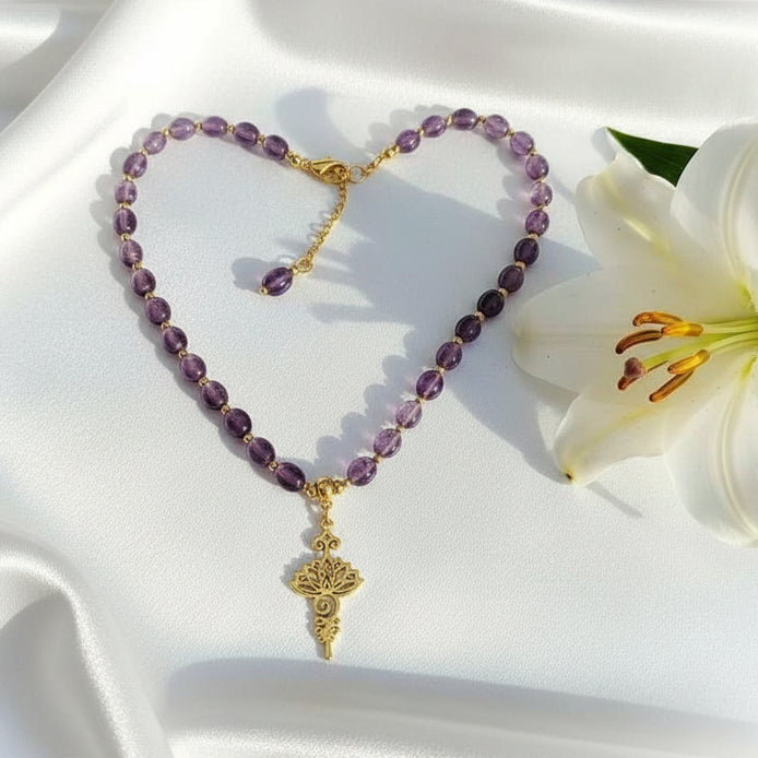 Collier de perle en améthyste