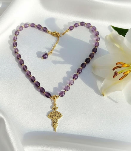 Collier de perle en améthyste