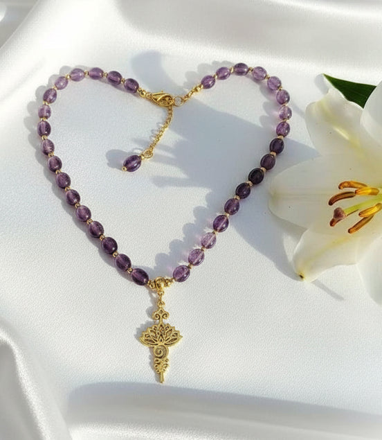 Collier de perle en améthyste