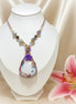 Collier violet fleurs et agate