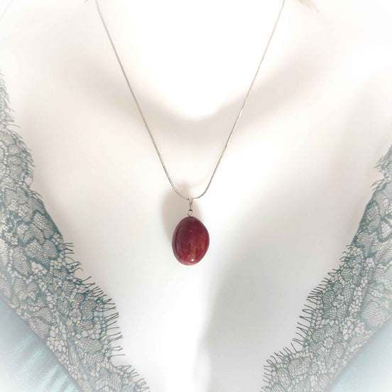 Collier en jaspe mokaite argenté