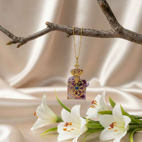 Sautoir doré en Améthyste et unaloom