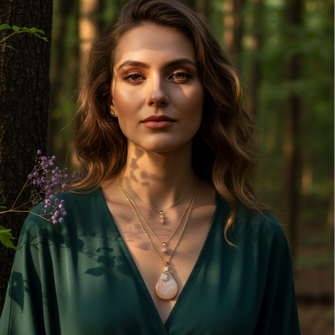 Double Collier doré en pierre de lune