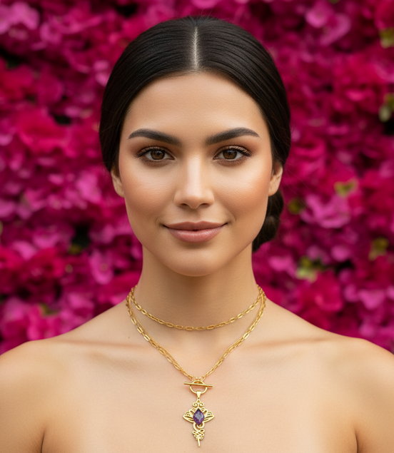 Collier doré unalom en améthyste