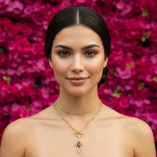 Collier doré unalom en améthyste