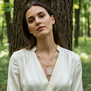 collier chic en quartz rose