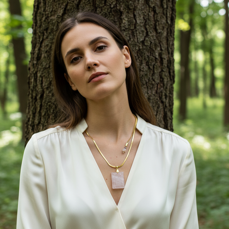 collier chic en quartz rose