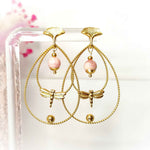 Boucles d'oreilles libellule dorées, pierre au choix