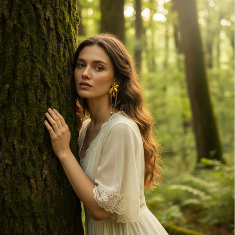 Boucles d'oreilles dorées en pierre de lune