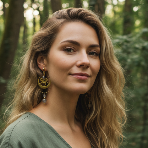 boucles d'oreilles doré serpent