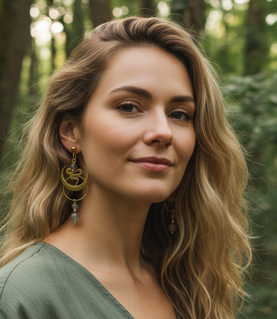 boucles d'oreilles doré serpent