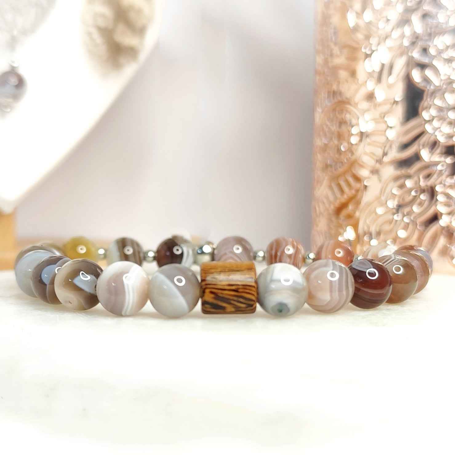Collier ou bracelet en agate du Botswana extra 