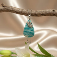 Collier argenté, pierre d'Amazonite extra