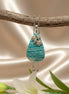 Collier argenté, pierre d'Amazonite extra