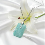 Collier Amazonite sur chaine acier inoxydable 50 cm
