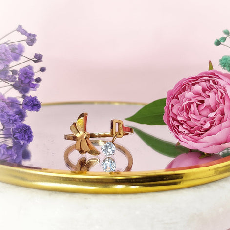 Bague doré en acier inoxydable