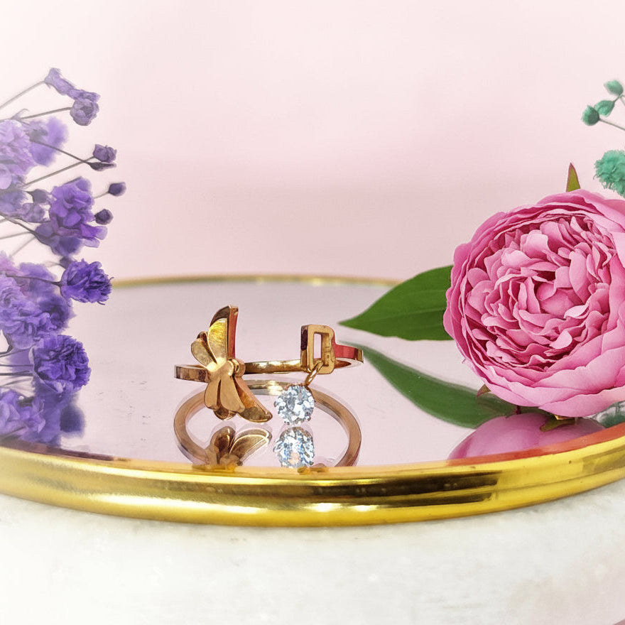 Bague doré en acier inoxydable