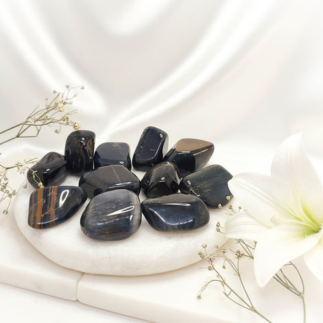 pierre oeil de tigre bleu