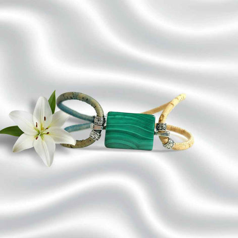 Bracelet en liège, malachite ou oeil de tigre