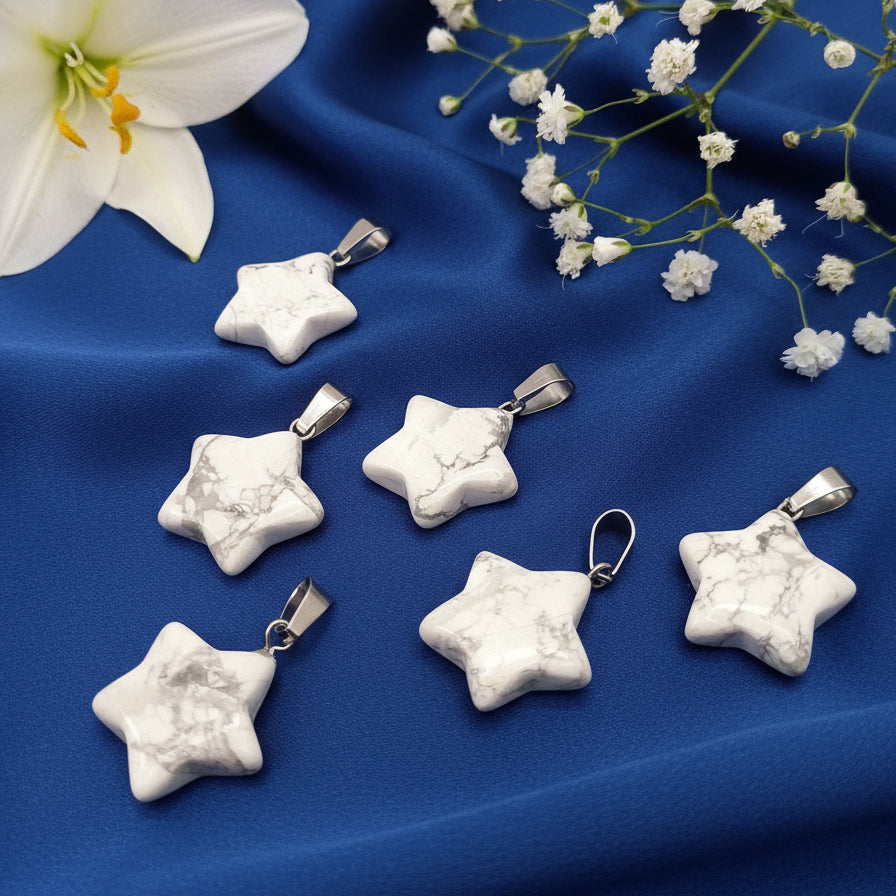 pendentif étoile en pierre howlite