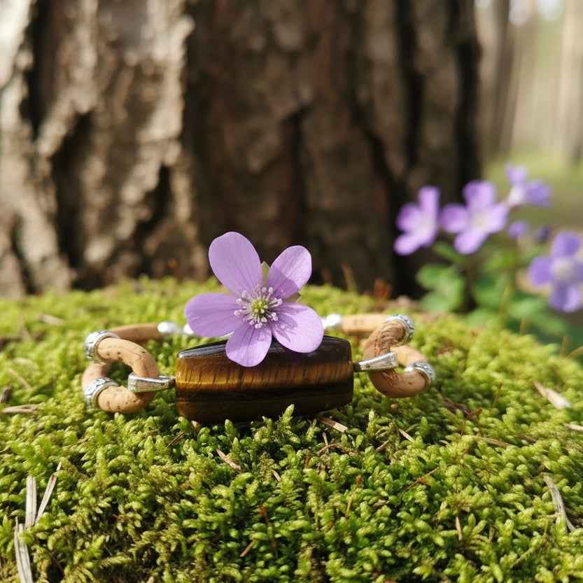 Bracelet en liège, malachite ou oeil de tigre