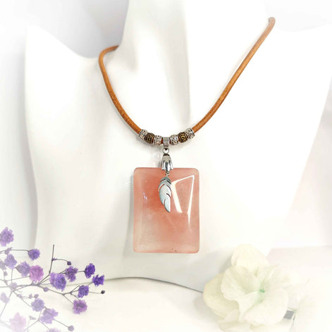 Collier en quartz rose extra gardien de lumière