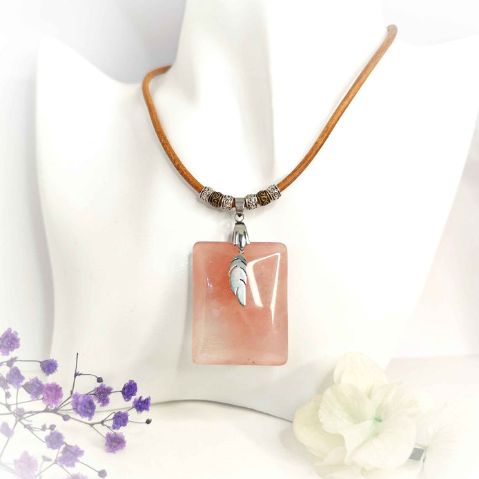 Collier en quartz rose extra gardien de lumière