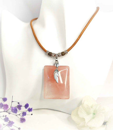 Collier en quartz rose extra gardien de lumière