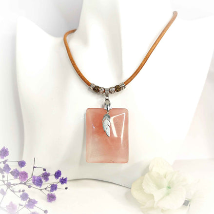 Collier en quartz rose extra gardien de lumière