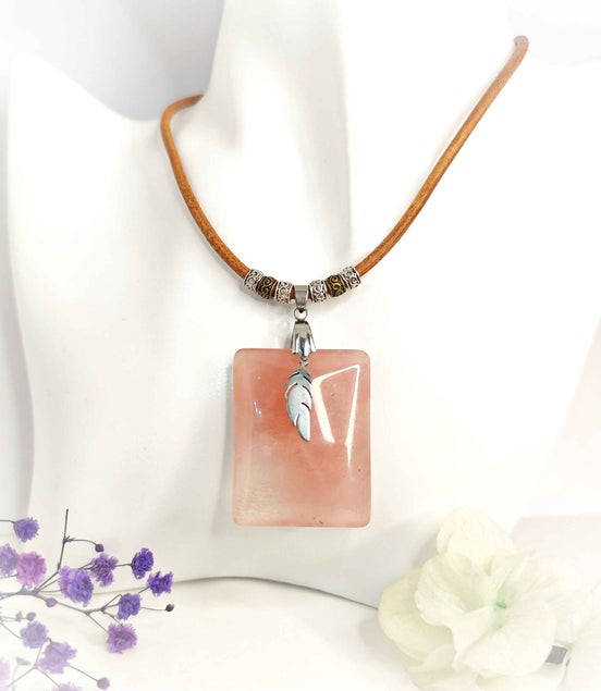 Collier en quartz rose extra gardien de lumière