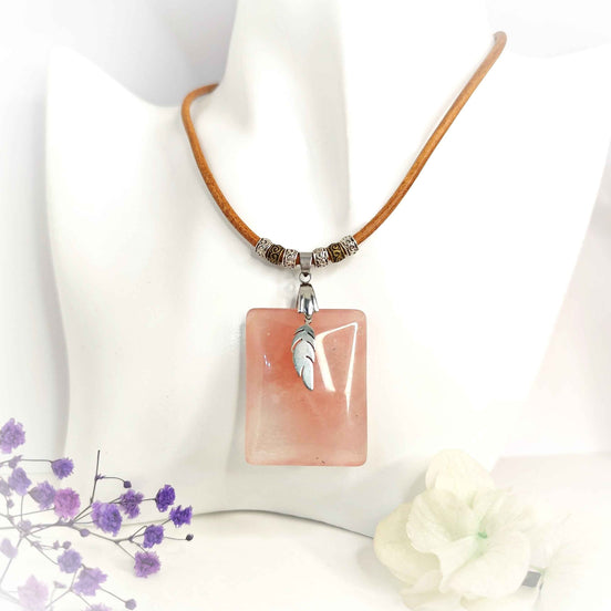 Collier en quartz rose extra gardien de lumière
