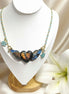 Collier doré coeur en labradorite 
