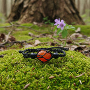 Bracelet porte pierre + pierre,  réglable en coton ciré