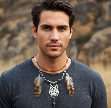 Collier ou bracelet en agate du Botswana extra "loup sacré"