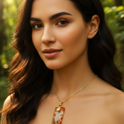 collier cornaline doré et papillon